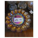 CARNIVAL GLASS EGG PLATE