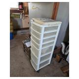 STORAGE SHELF, CHAIR, DUST PAN