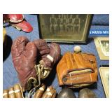 VINTAGE LEATHER BOXING GLOVES/ BASEBALL GLOVE