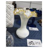 FENTON GOLD CREST CRIMPED VASE