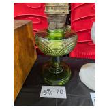 ALADDIN LINCOLN GREEN GLASS OIL LAMP