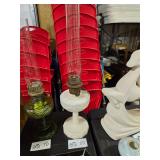 ALADDIN LINCOLN DRAPE MILK GLASS OIL LAMP