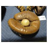 VINTAGE BASEBALL GLOVE/BALL/ CATCHERS MASK/...