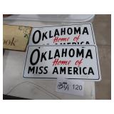 2 OKLAHOMA MIS AMMERICA PLATES