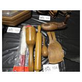 WOODEN POTATO MASHERS/ SHOE STRETCHER/ ROLLING PEN