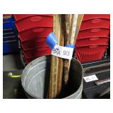 BUNDLE OF YARD STICKS W/ GALVANIZED PAIL & HOLDER