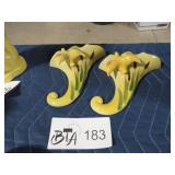 WEST COAST POTTERY DUCK & CATTAIL WALL POCKETS