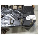 VINTAGE CAST IRON AND BRASS COAT RACK