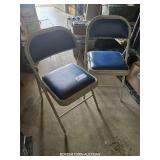 PAIR OF BLUE PADDED FOLDING METAL CHAIRS