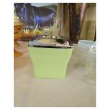 Light Green Rectangular Container with Chrome Trim