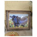 Framed Rustic Black Cow Art Print