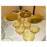 YELLOW DEPRESSION GLASS - CUPS, PLATES,