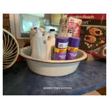 ENAMEL WASH PAN AND MISC. ITEMS