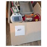 CONTAINER OF MISC. ITEMS, TABLE COVERINGS