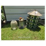 MARTIN BIRD HOUSE, LARGE GLASS JAR, FEEDER