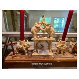 ELEPHANT CLOCK, MATCH HOLDER, CLEANING ITEMS