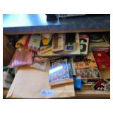 CONTENTS OF CABINET DRAWERS, SEWING ITEMS, ETC.