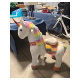 Plush Unicorn Rocking Horse with Derby Blanket