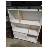 White and Wood Accent Mid-Century Style Bookcase