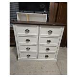 White and Dark Wood Two-Column Eight-Drawer Dresse
