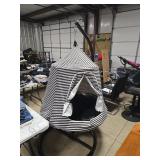 Hanging Pod Swing Chair with Black and White Strip