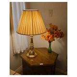 Hexagonal Wood End Table with Brass Pulls