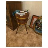 Vintage Wood Bucket Magazine Stand