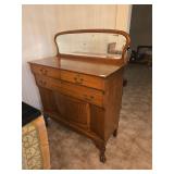 Antique Oak Dresser with Mirror and Claw Feet