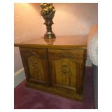Wooden End Table with Brass Drop Ring Pulls