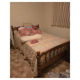 Full size bed w/mattress and bed spread/pillows