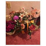Artificial Floral and Fruit Basket Arrangement