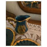 Teal and Gold Porcelain Tea Service Set