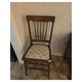 Vintage Spindle-Back Wood Chair with Floral Pad