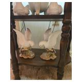 Floral Egg Vase and Pair of Dove Figurines