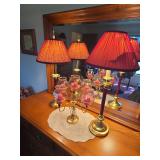 Set of Two Brass Lamps and Candelabra