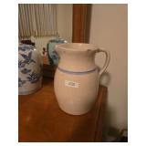 Stoneware Pitcher with Blue Band Detail