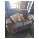 Two-Seater Brown Suede-Finish Reclining Loveseat