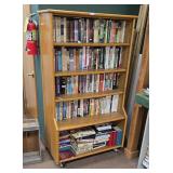 Large Rolling Oak Bookshelf
