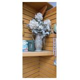 Decorative Rustic Pitcher with Faux Hydrangeas