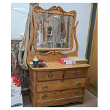 Antique Oak Dresser with Swivel Mirror