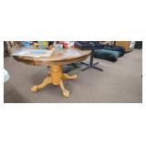 Round Oak Pedestal Table with Claw Feet