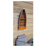 Wooden Boat-Shaped Wall Shelf with Drawer