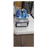Vintage Blue Mesh Hook-and-Loop Sneakers - Size 8
