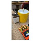 Vintage Yellow Ice Bucket & Ceramic Box Set