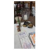 Elegant Glass and Metal Pillar Candle Holder