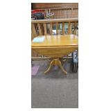 Oak Pedestal Drop-Leaf Dining Table