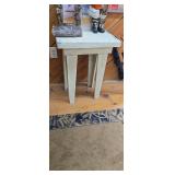 Rustic Distressed Off-White Wooden Side Table