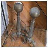Pair of Vintage Brass Fireplace dog irons & screen