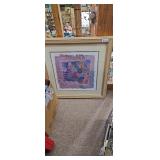 Framed Abstract Geometric Mixed Media Art