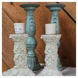 Set of Four Decorative Pillar Candle Holders